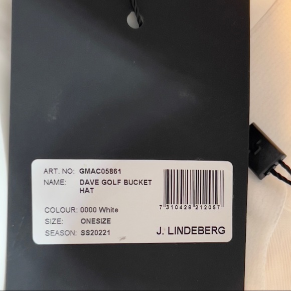 J. Lindeberg Bucket Hat in White with Gray/Silver Decal and Trim - Picture 7 of 8
